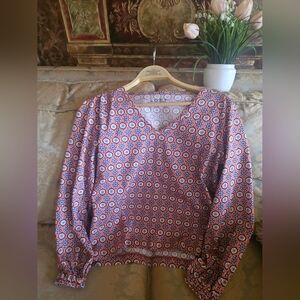 NWOT LOFT Patterned Long Sleeve Blouse